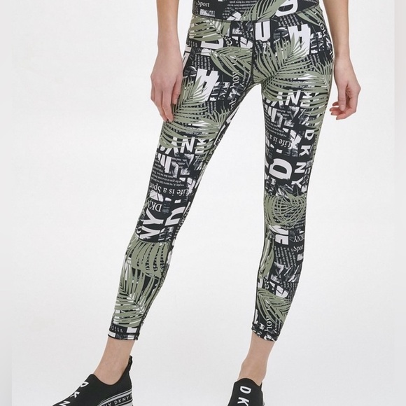DKNY Sport Troptext Print High-Rise 7/8 Leggings, Med, EUC - Picture 4 of 11